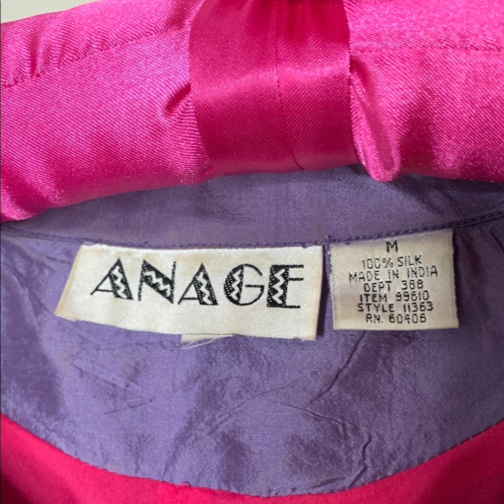 Vintage Anage Silk Purple Embroidered Hummingbird Fully Lined Bird Jacket Size M - Picture 2 of 9